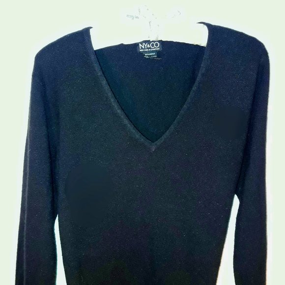 Black Long Sleeve VNeck Sweater Fleece Soft XL - Picture 4 of 5